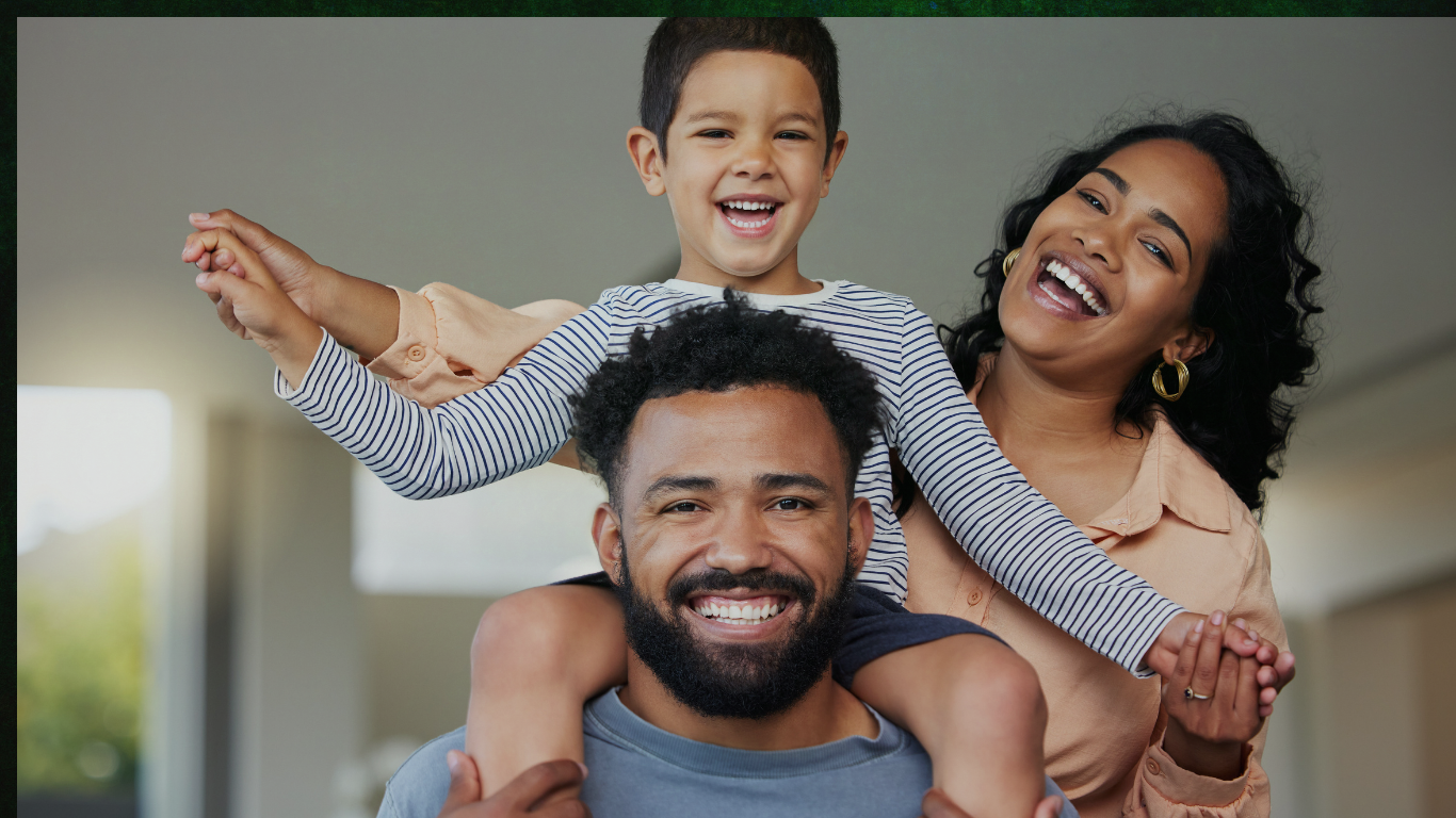 Happy family with young children
